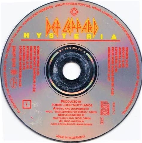 Electronic 80s By Michael Bailey Def Leppard Hysteria West German