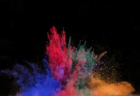 Blue Pink Yellow And Green Smokes Powder Explosion Powder Hd