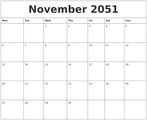 November 2051 Word Calendar