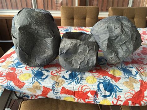 Paper Mache Balloons Turned Into Realistic Outdoor Rocks With Some