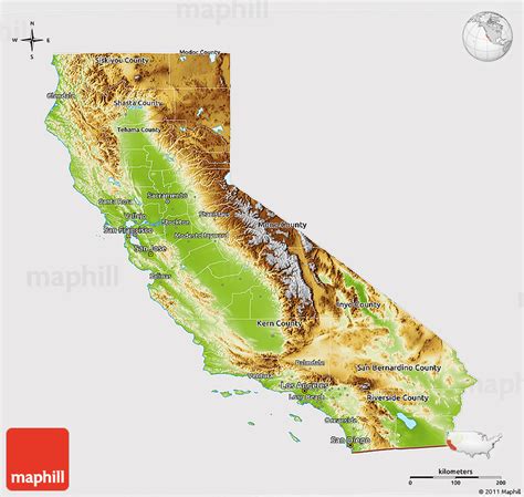 Physical Map Of California United States Map