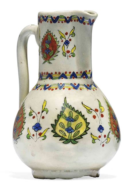 A KUTAHYA POLYCHROME POTTERY JUG OTTOMAN TURKISH 18TH CENTURY Pottery