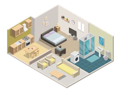 Premium Vector Isometric Interior Apartment Vector Illustration