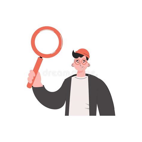 A Man Stands Waist Deep And Holds A Magnifying Glass In His Hands
