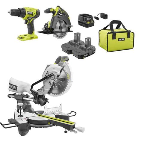 Ryobi 15 Amp Corded 10 In Sliding Compound Miter Saw And 18v Cordless