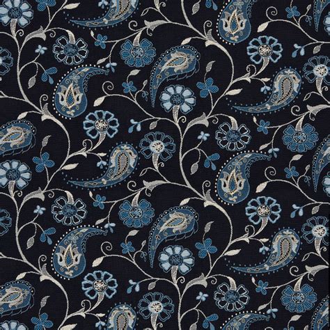 The smart french navy background has a beautifully soft finish, contrasting against the smother woven floral design. Navy Blue Beige Paisley Floral Indoor Outdoor Upholstery ...
