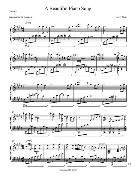 Beautiful Piano Song Free Sheet Music A Beautiful Piano Song Free Sheet Music Transcribed