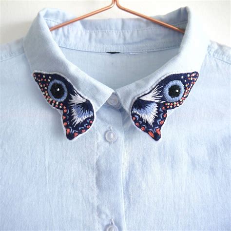 Embroidered Butterfly Collar Shirt Shirt Embroidery Collars Diy