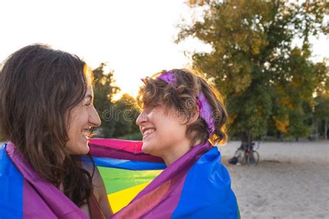 Lesbian Couple On The Beach Stock Photo Image Of Outside Girlfriend