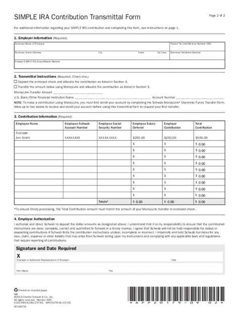 2015 2021 Simple Ira Contribution Transmittal Form Fill Online