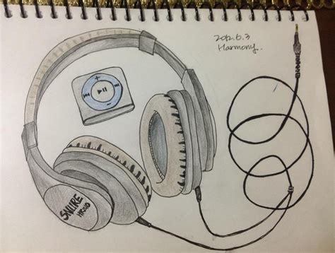 Headphone And Mp3 Pencil Drawings Easy Music Headphones Headphone