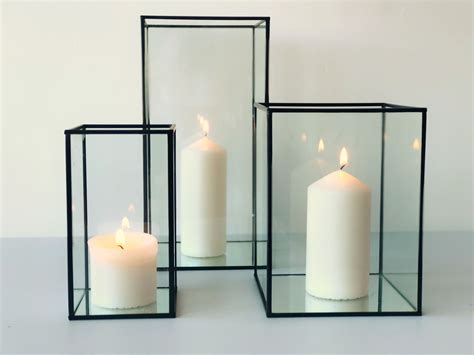 Black Framed Glass Candle Box Small Medium Large 48 Available 12 Sets 40 Set Of 3 In