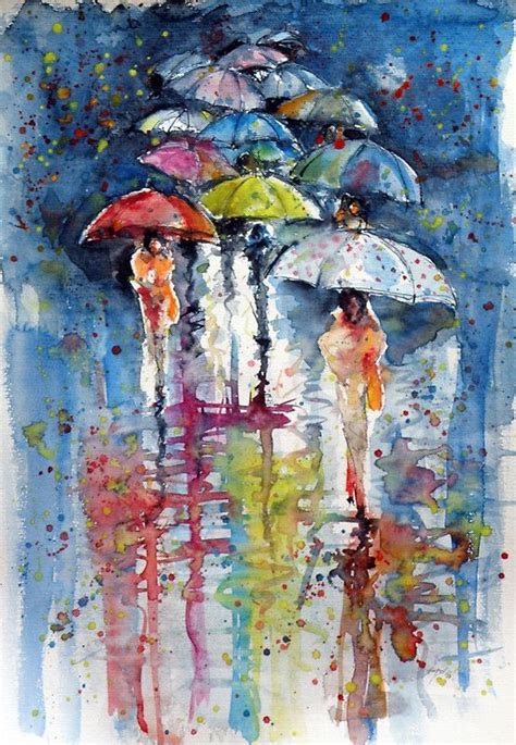 Umbrellas In Rain Framed Art Print By Kovacsannabrigi Umbrella Art