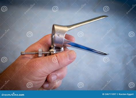 In A Hand Is A Speculum For A Gynecological Examination Stock Image Image Of Health Cyst