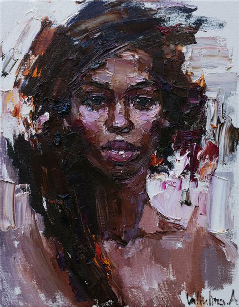 African Woman Portrait By Anastasiya Valiulina Painting Oil On