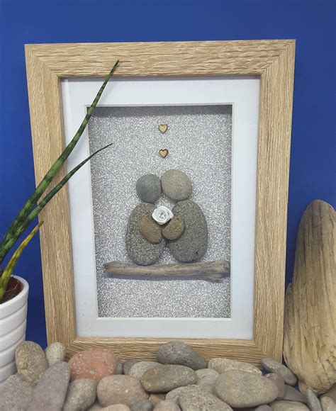 Framed Couple Gift Anniversary Gift For Wife Pebble Art Picture
