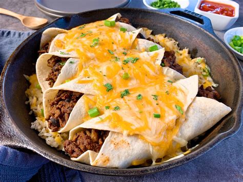 Beef And Bean Burrito Casserole With Cheese Smothered Rice