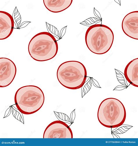 Cute Pink Vulva Apples Seamless Pattern Stock Vector Illustration Of Reproductive Human
