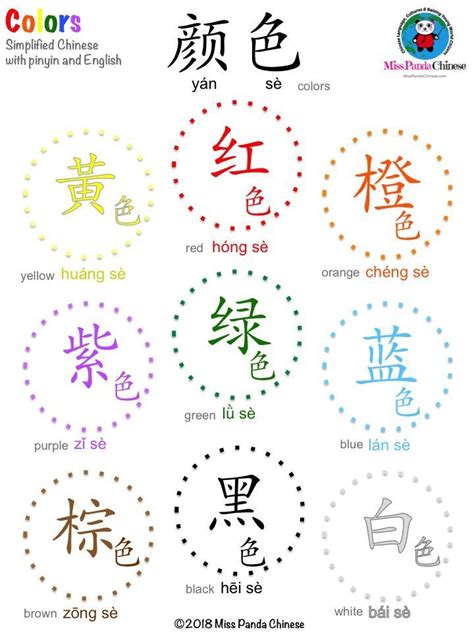 Chinese Colors Made Easy Learn Colors In Mandarin Chinese อักษรจีน