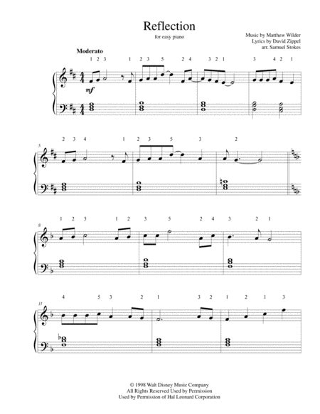 See more ideas about song notes, piano songs, disney songs. Download Reflection From Walt Disney's MULAN - For Easy Piano Sheet Music By David Zippel ...