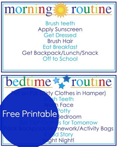 Free Printable Morning And Evening Routine Chart My Frugal Adventures