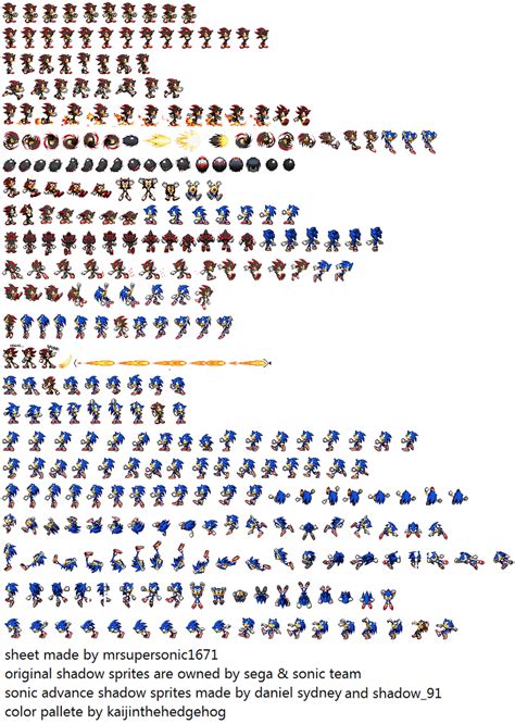 Sonic Advance 3 Shadow Sprite Sheet Incomplete By Mrsupersonic1671