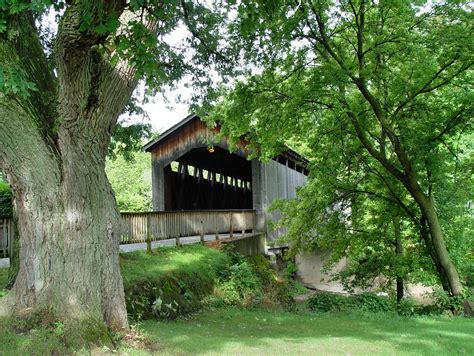 Ada Covered Bridge Spans The Thornapple River In Ada Mi Covered