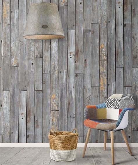 Rustic Wood Panels Wallpaper Gray Wood Effect Milton