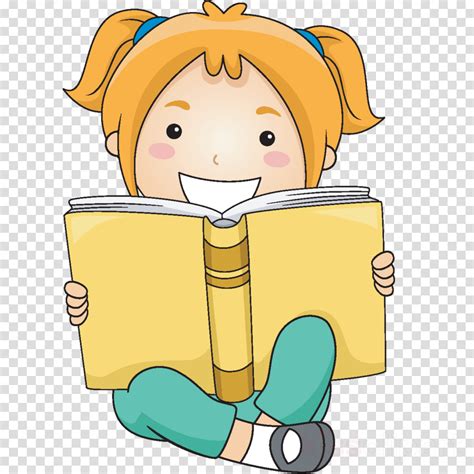 Cartoon Girl Reading Book Clip Art