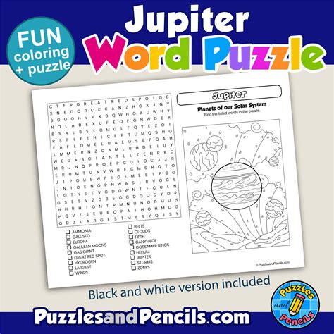Jupiter Word Search Puzzle Activity Page Planets And Solar System