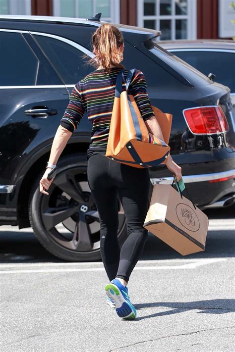 Jennifer Garner Dons A Colorful Striped Sweater And Black Leggings