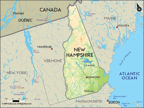 Geographical Map Of New Hampshire And New Hampshire Geographical Maps