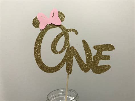 Minnie Mouse Cake Topper Gold And Pink Glitter Minnie Cake Topper