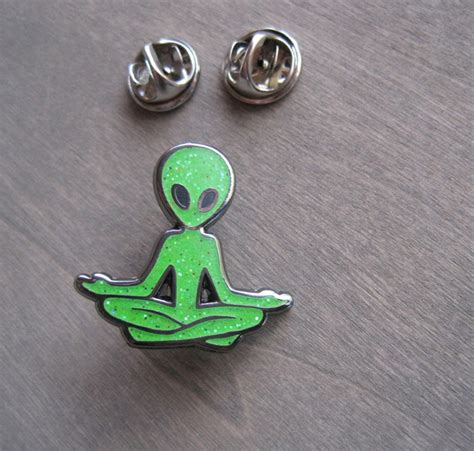 Alien Pin Alien Hat Pin Meditating Alien Alien Enamel Pin Etsy