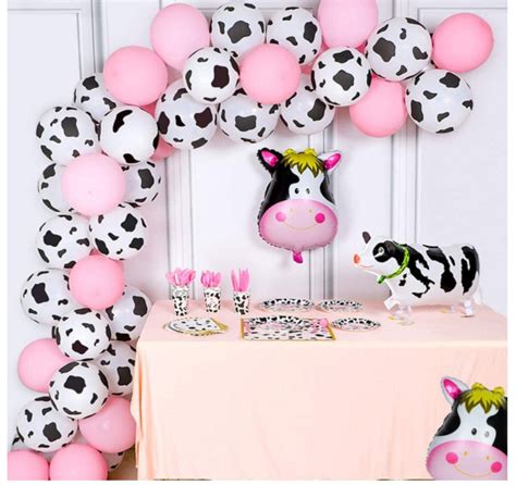 Cow Party Balloons 58 Pcs Farm Party Balloons Set Of Cow Foil Etsy