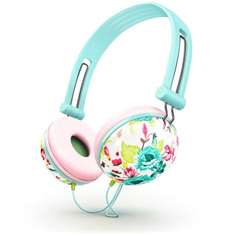 Pastel Teal Floral Noise Isolating Headphones