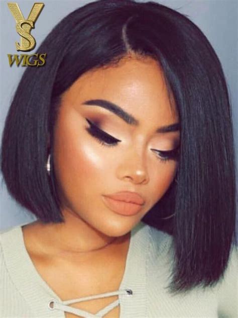 Yswigs Short Silky Straight Bob Style 13 6 Lace Front Wigs Free Part