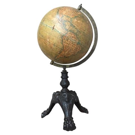 Small Antique Desk Globe On Black Metal Stand For Sale At 1stdibs