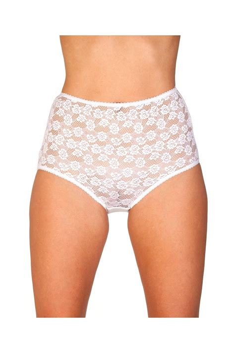 Womens Three Pack White Floral Lace Maxi Briefs