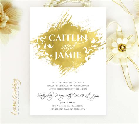 Elegant Gold Wedding Invitation Lemonwedding