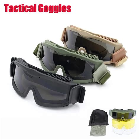 Military Airsoft Tactical Goggles Shooting Glasses 3 Lens Windproof Sunglasses Army Paintball Cs