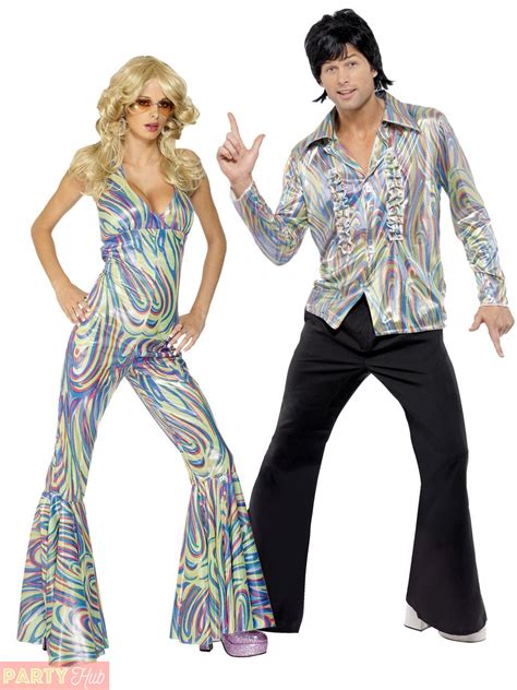 Adults 1970s Retro Costume Mens Ladies Dancing Queen Fancy Dress Disco Outfit Stag Fancy Dress