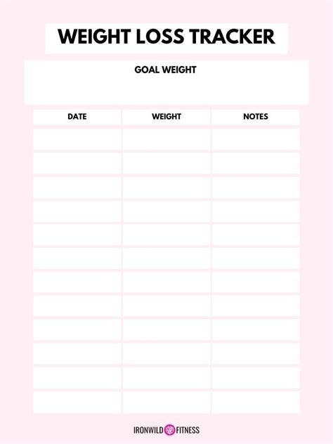 * * this is for all those who want to manage their weight, whether for diet or for muscle training. Free Printable Weekly Weight Loss Tracker - Ironwild Fitness