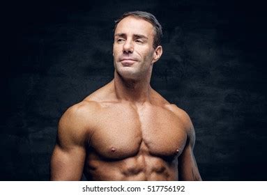 Portrait Shirtless Middle Age Male Shaved Stock Photo Shutterstock