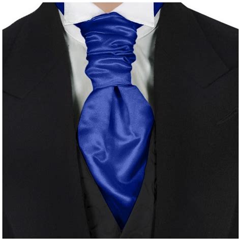 Gassani Royal Blue Mens Shiny Satin Pretied Ascot Tie Cravat Gassani
