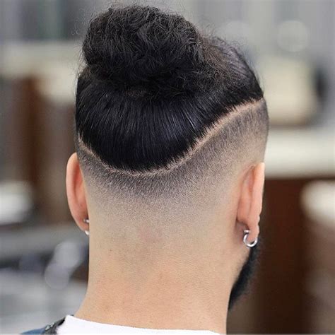 Man Bun With Razored Circle Hairstyle For Cool Men Man Bun Hairstyles