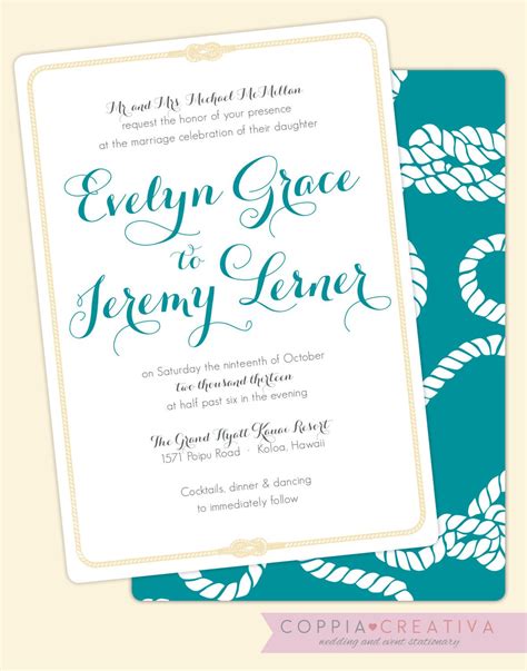 Wedding Invitations Elegant Ropes By Coppiacreativa On Etsy Elegant