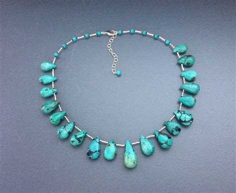 Vintage Genuine Turquoise Necklace Knotted Sterling Silver Etsy