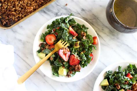 Kale Avocado Salad Recipe With Strawberry And Savory Granola
