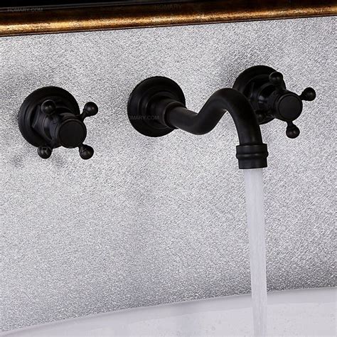 Chester Antique Black Solid Brass Widespread Sink Faucet Wall Mount